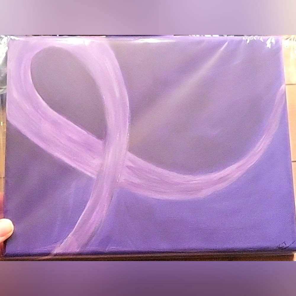 HANDPAINTED DOMESTIC VIOLENCE AWARNESS RIBBON CANVAS OR BREAST CANCER AWARENESS
